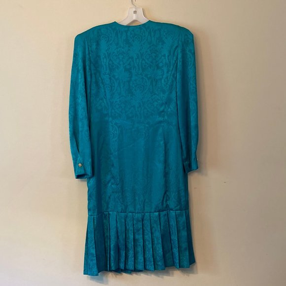 Vintage 80's Leslie Fay Petite Collections Drop Waist Dress; size 10 Petite - Picture 5 of 6